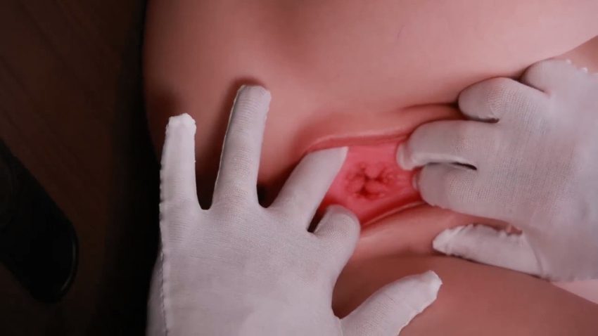 Gynecological examination of the sex doll's vagina